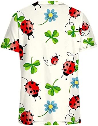 Top Shirt za djevojčice jesen ljetna odjeća moda kratki rukav V vrat grafički piling bluza sa džepovima