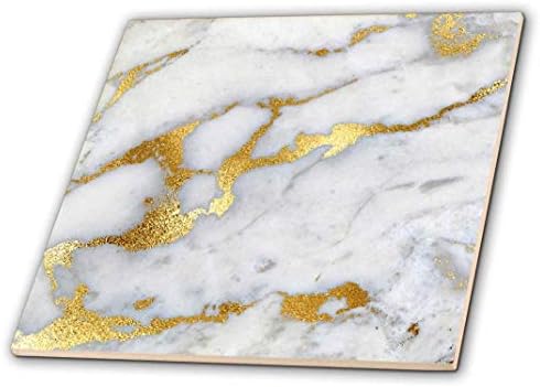 3drose Image of Luxury Grey Gold Gem Stone mermer Glitter Metallic Faux Print 12 dekorativne pločice, Keramika,
