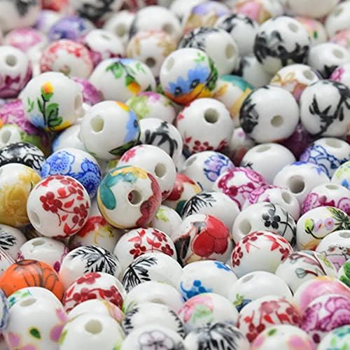 ccHuDE 100 kom 10mm cvjetne keramičke perle porculanske perle Odstojne perle za nakit Izrada ogrlica narukvice