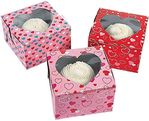 24 mini Valentines Day Poklon kutije sa 12 Cupcake kutije sa prozorom - pekarski kolačić kutije za zabavu