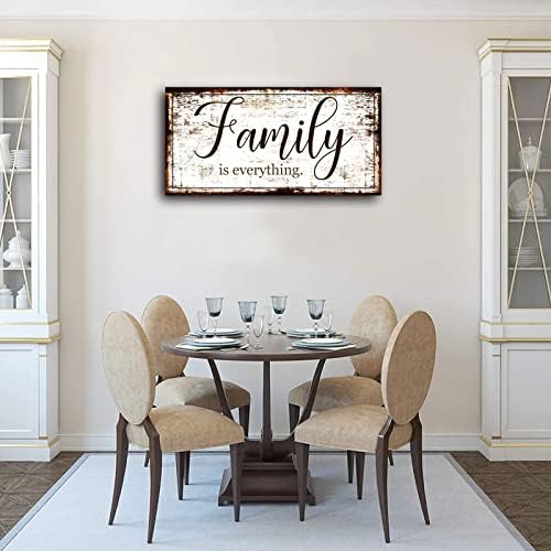 Porodica je sve zidni dekor-rustikalni porodični citat Print platno za seosku kuću-porodični znakovi platnena