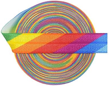 jlbkkyd Crafts DIY 5 Yard 5/8 15mm Rainbow Print Foldover elastični Spandex satenska traka za kosu Tutu