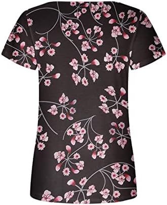 Teen Girls Lounge T Majica Jesen Ljetni kratki rukav Square Cvjetni izrez cvjetni grafički gornji majica