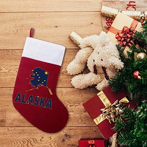 Alaska Map Flag Flog Božićne čarape Božićne čarape Pouch House Obitelj Xmas Decor