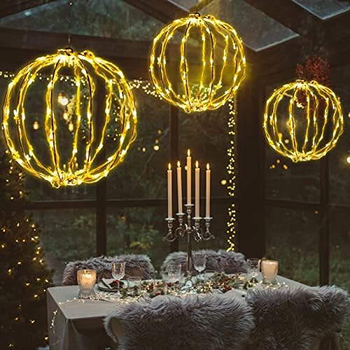 COVFEVER 3 Paket Božić LED Light Ball, veliki 25 inčni sklopivi osvijetljene kugle Božić ukras Unutarnji/Vanjski