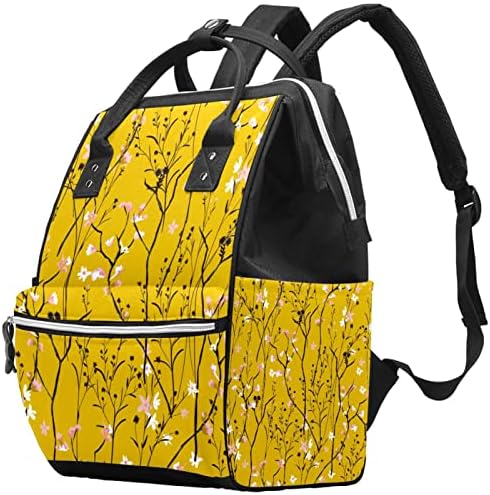 Guerotkr putni ruksak, vrećice za pelene, ruksak pelena, apstraktni cvijet ostavlja žuti uzorak