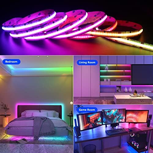 RGB-IC Cob Led Strip svjetla, 16.4 ft pametna LED svjetla za spavaću sobu, 12v Bluetooth LED svjetla za