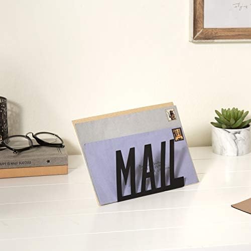 MyGift moderni Black Metal mail Holder Organizator radne ploče sa dizajnom slova za izrezivanje pošte, kovertom