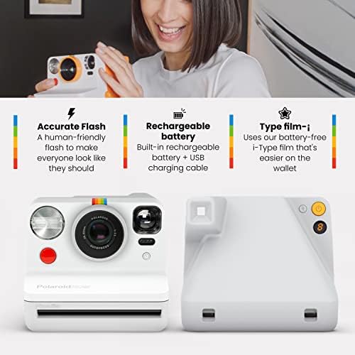 Polaroid Now I-Type Instant Kamera, crna & amp; Bijela + Polaroid film u boji, futrola za kameru i kaiš