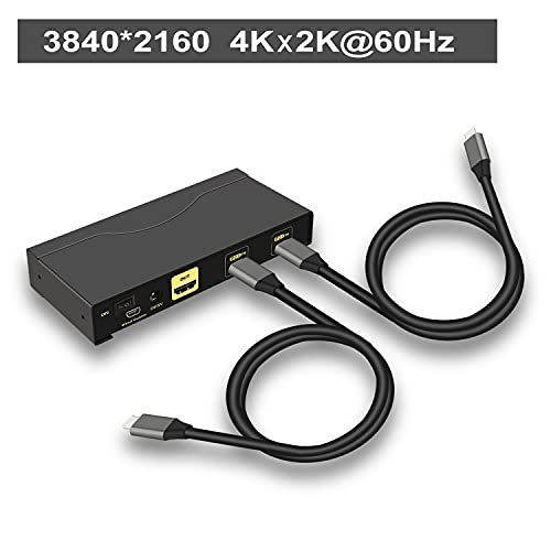 CKLau 2 Port USB C KVM Switch 4K60Hz 2k144hz sa zvukom, dual Port USB-C KVM Switcher za 2 računara/Mac/mobile