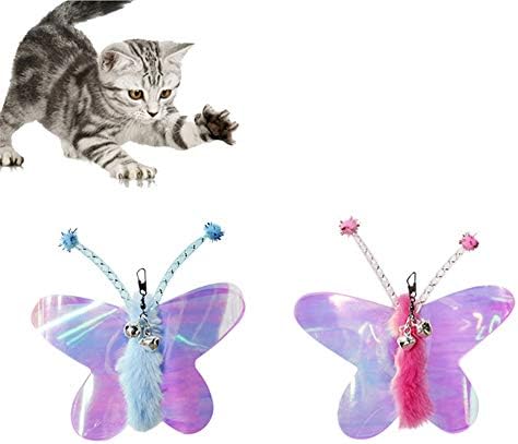 Connoworld Funny mačka zamjena glava igračka leptir oblik mačka igračka sa zvono pliš Teaser štapić zamjena