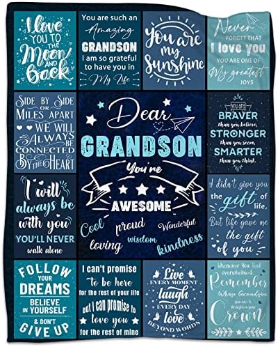 LGULDZ Grandson Pokloni od bake - do mog unuka pokrivač - pokloni za moj unuk od bake i djeda - rođendan