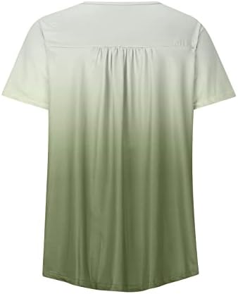 Dugi rukav Plus Size Shirts for Women žene plus Size gradijent štampani V izrez kratki rukav T Shirts Button