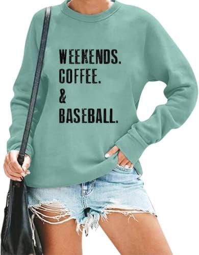 Niupihala vikends kafe bejzbol dukserica za žene slovo Ispis dugih rukava Crewneck bejball mama puloveri