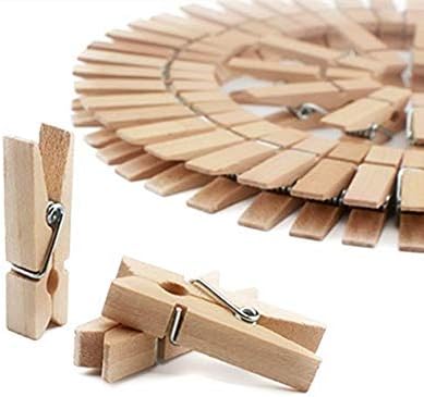 DurReus 100 pakovanja Mini prirodne drvene štipaljke za odjeću DIY dekoracija Doma zidni viseći zanati kopče