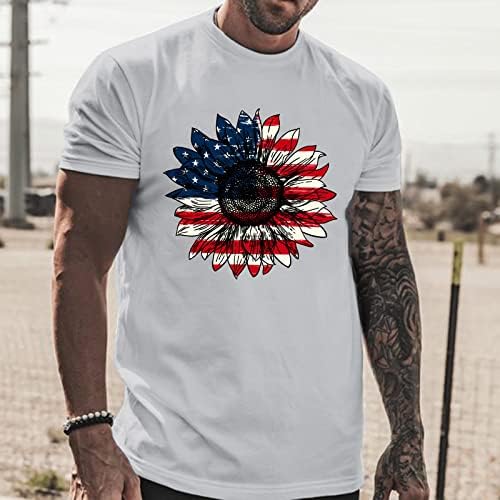 UBST 4. jula Patriotske majice za muške kratki rukav USA Flow Flower Print Crewneck Tee vrhovi ljetna casual
