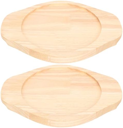 HEMOTON 2pcs okrugli placemati za drva Trivet mat odrezak drvena osnovna ploča Coaster Fajita Pan Drvena