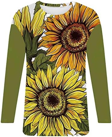 Suncokret cvjetni print vitkih tunike Bluze za dame 3/4 rukav čamac za vrat salon za salon Bustier Thirts