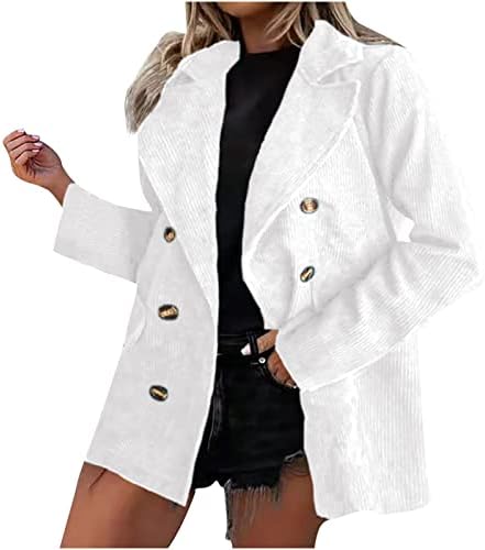 Žene casual corduroy blezer jakna, modna draped rever gumb s dugim rukavima Cardigan odijeva lagana kancelarija