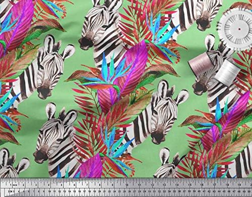 Soimoi pamučna Jersey tkanina tropsko lišće & amp; Zebra tkanina sa životinjskim printom u dvorištu širine
