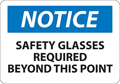 Nacionalni Marker N18A Obaveštenje, zaštitne naočare potrebne izvan ove tačke znak, Aluminijum, 7 x 10,