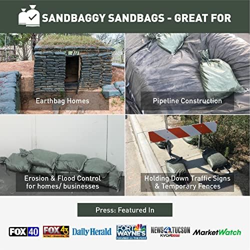 Sandbaggy-vreće s pijeskom za teške uslove rada za poplave-veličina: 14 x 26, odlično za barijeru poplavne