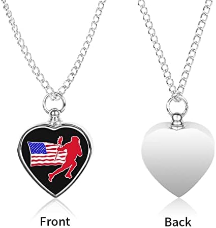 Lacrosse igrač američka zastava ogrlica od urne za kućne ljubimce kremiranje Privezak za srce spomen obilježje