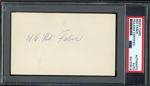 Red Faber HOF Autographed 3x5 Index kartica 1917 Chicago White Sox PSA/DNK - MLB rezni potpisi