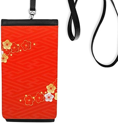 Zlatni crveni sakura uzorak Japan telefon novčanik torbica Viseće mobilne torbice Crni džep