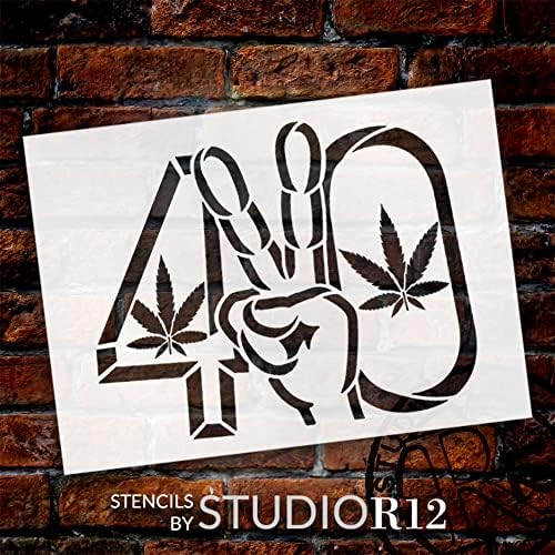 420 Mirovni ručni znak sa marihuanom listom šablona od Studior12 | Mir mira ljubavi Mary Jane | Zidna umjetnost