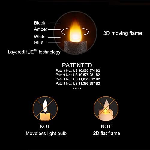 CozIerglow Bez svjetlucane konusne svijeće koja treperi s daljinskim i tajmerom, 3D pokretnim plamenim baterijama