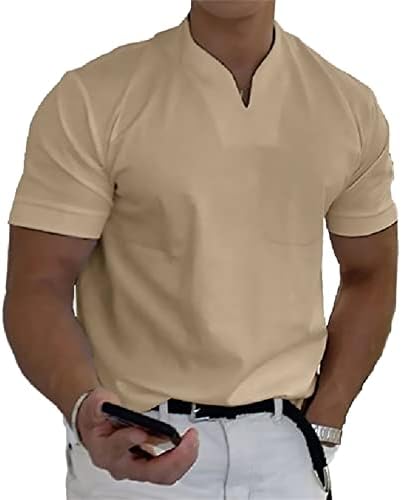 Muška mišića V-izrez košulja Slim Fit Gym Working kratki rukav Henley T majice Ljeto Bodybuilding Atletski vrhovi