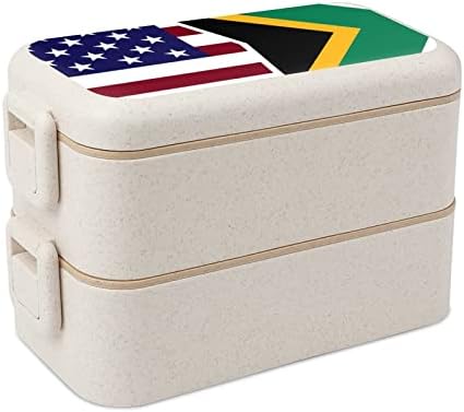 Američka i afrička zastava Dvostruki bento ručak kutija za ručak za ponovno zakratak za ručak sa setom za