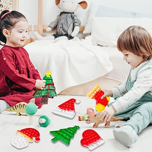 Ibayda 6 pakovanja Božićni pop fidget push mjehurići ublažava stres i anksioznost silikonske senzorne igračke