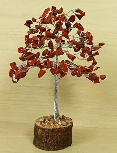 Reikiera Red Jasper Tree Feng Shui Reiki Izlečenje Kamen Duhovni dekor stola - Srebrna žica