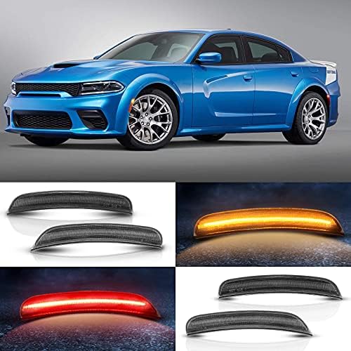 Ldetxy LED bočna Markerska svjetla sklop za Dodge Charger 2015-2020, Smoke Black prednji reflektori zadnjeg