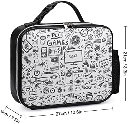 Kompjuterske igre-doodles kolekcija izolovana torba za ručak izdržljiva kutija za ručak sa odvojivom kopčom