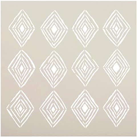 Ručno izvučeno Diamond Checkered uzorak STUDIOOR12 - Odaberite Veličina - USA izrađena - obrazac za višekratnu upotrebu za slikarske zidove podovi i drvene znakove | STCL6785