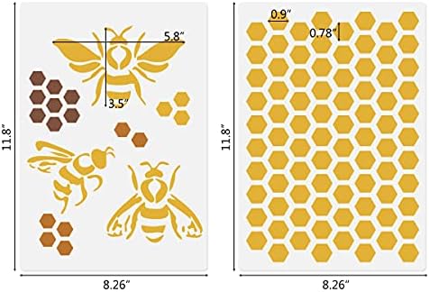 Bee saće šesterokutne šablone, 2 kom pčelarsku tematsku predlošku za crtanje za farbanje na drvenu tkaninu