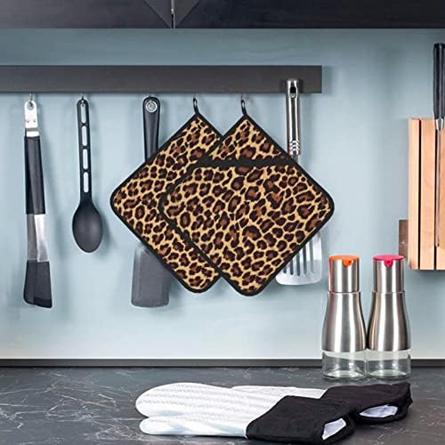Cool Cheetah Leopard Držač za držač pećnice: Držač za držač toplotnog otpornosti na toplinu od 2 za kuhanje