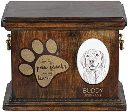 Art Dog Ltd. Zlatni retriver, urna za pseći pepeo sa keramičkom pločom i opisom