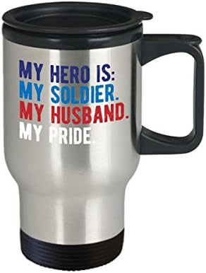 Ponosna vojska supruga poklon suprug vojnik junaka vojna Tumbler američka zastava kava putnicu 14oz