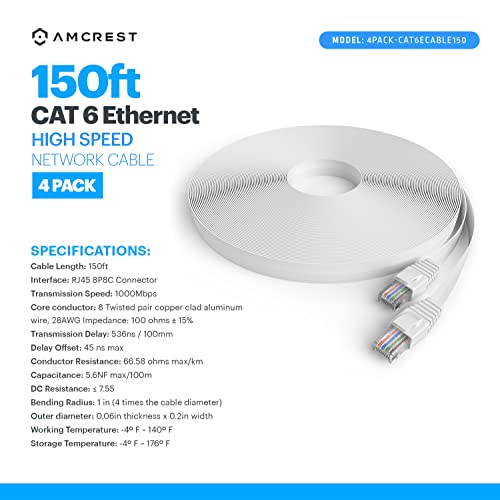 AMCREST CAT6E 4K-ocijenjeni video PoE Ethernet kabel 150ft Internet brzi mrežni kabel za POE sigurnosne