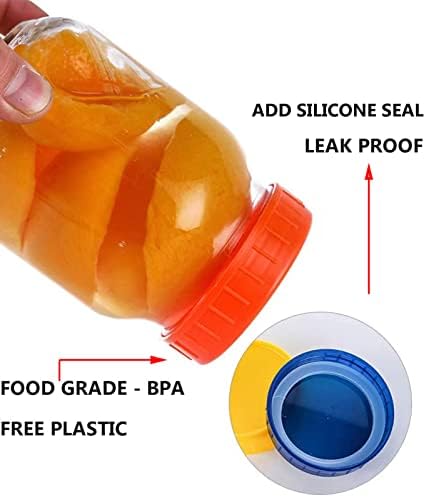 [16pack] Plastični poklopci za tegle sa zaptivnim prstenovima -8 redovnih poklopaca za usta i 8 poklopaca
