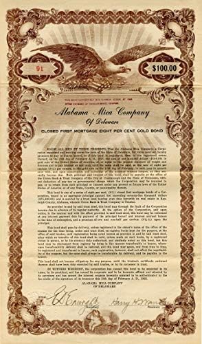 Alabama Mica Co. Delaware-100 dolara obveznica