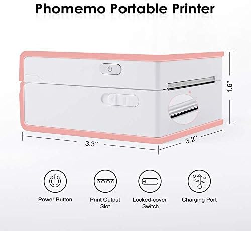 Phomemo M02 mini termički pisač - Bluetooth termički štampač sa 3 Rolls Transparenty naljepnica, kompatibilan