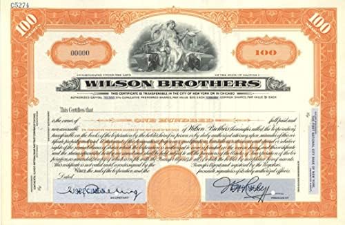 Braća Wilson - Certifikat O Zalihama Uzoraka