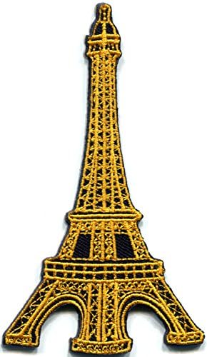 Eiffel Tower Paris Francuska Francuska Znamenitonsko zlato vezeno vezeno izvezeno Applique Iron-on Patch