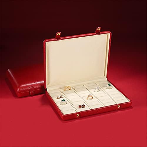 MMLLZEL crvena kožna kutija za nakit sa prstenovima poklopca držač za odlaganje Organizator naušnica ogrlica