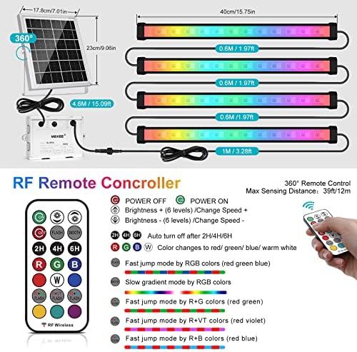 MEIKEE Solarno RGBW LED zidno svjetlo za pranje 4 u 1, IP66 vodootporno svjetlo za promjenu boje solarne